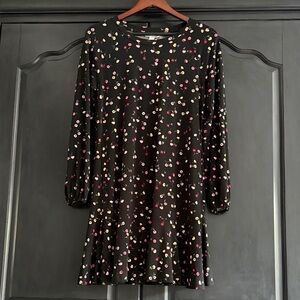 POPSUGAR Jersey Black Dress with Floral Accents